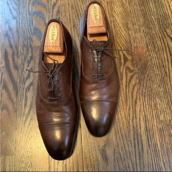 Santoni Men’s Brown Leather Oxford Size 9.5D - Picture 3 of 8